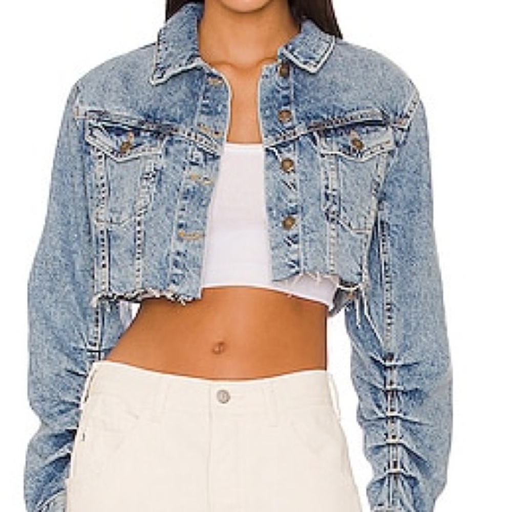 Ollie Femme Denim Trucker Jacket in Aged Stone